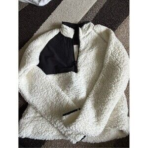 Antigua White Sherpa Pullover with Black Chest Panel